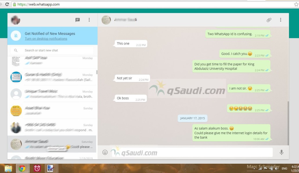  A screenshot of a WhatsApp web page showing a chat with an option to view a contact's full profile picture.