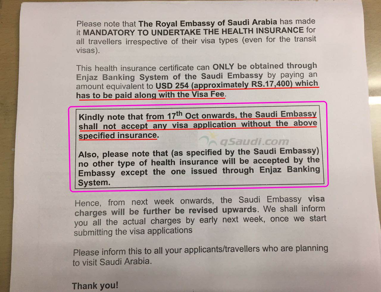Circular for Health Insurance for Saudi Arabia